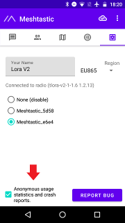Settings page with statistics consent box highlighted